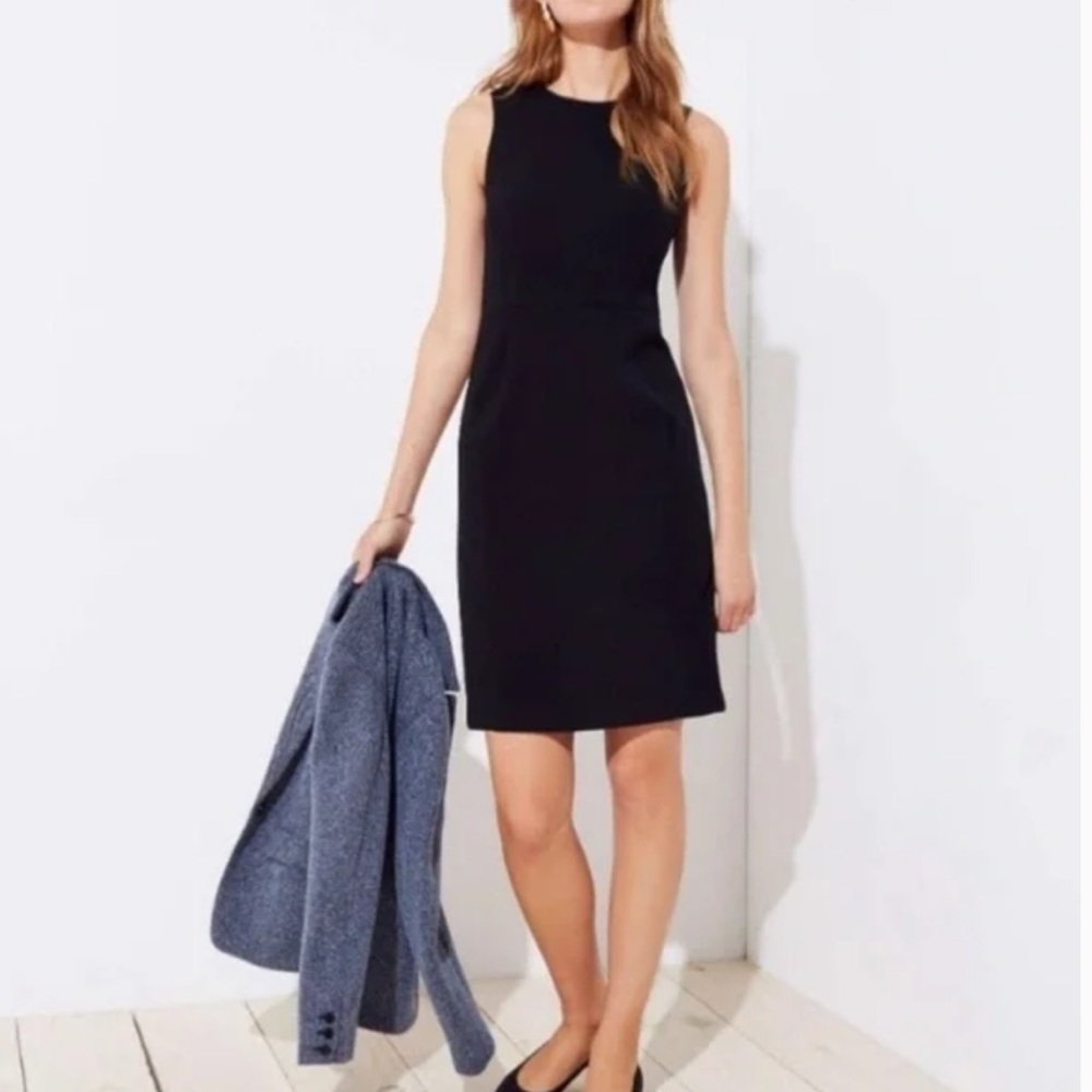 Ann Taylor Loft Black Sheath Career Work Dress Sz 6